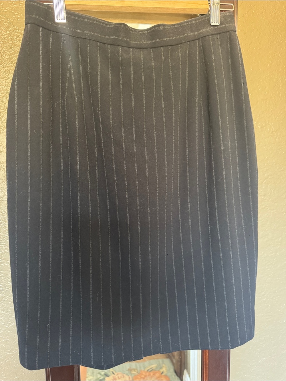 Classic Black Vintage Pinstripe Pencil Skirt
